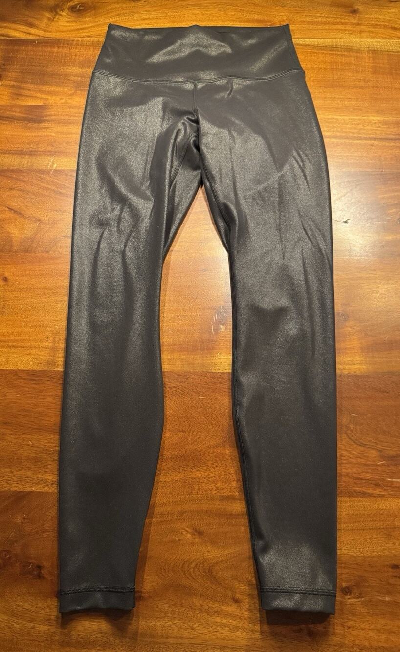 Lululemon Women's Align High Rise Pant Legging 25" Black Shine Shimmer Sz 8